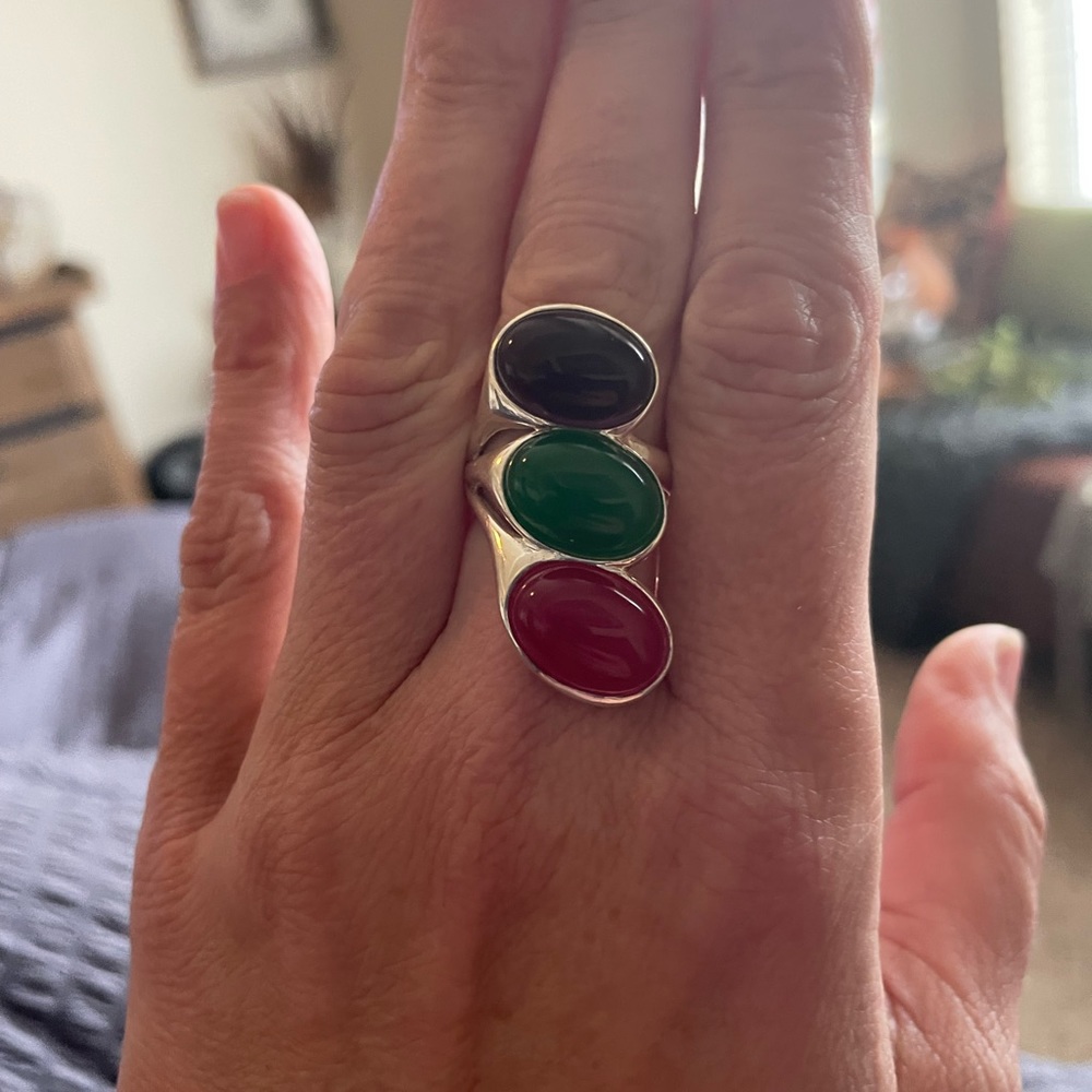 Solid Sterling Silver Stamped 925 Created Ruby Em… - image 5